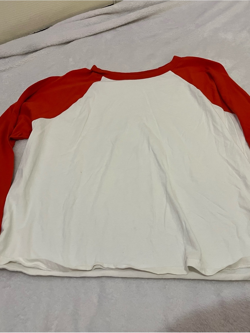 Old Navy White and Red Raglan Long Sleeve Tee